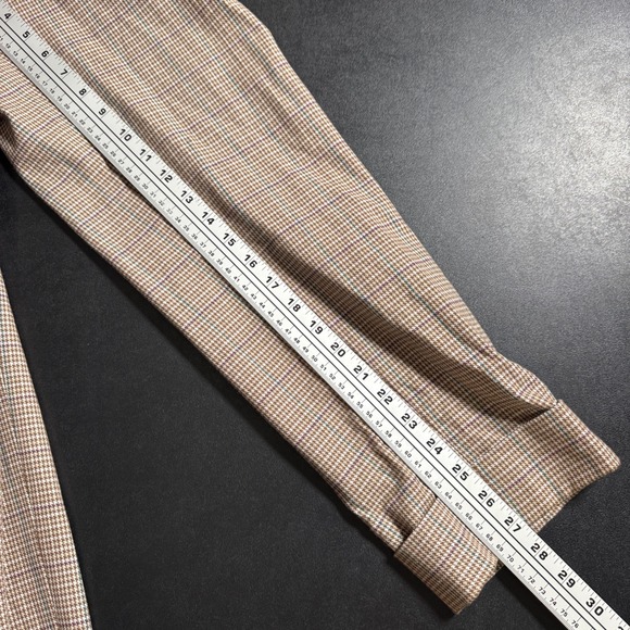 Club Monaco Mens Plaid Dress Pants Size 31 Tan Brown Wool Blend Flat Front - Picture 4 of 5